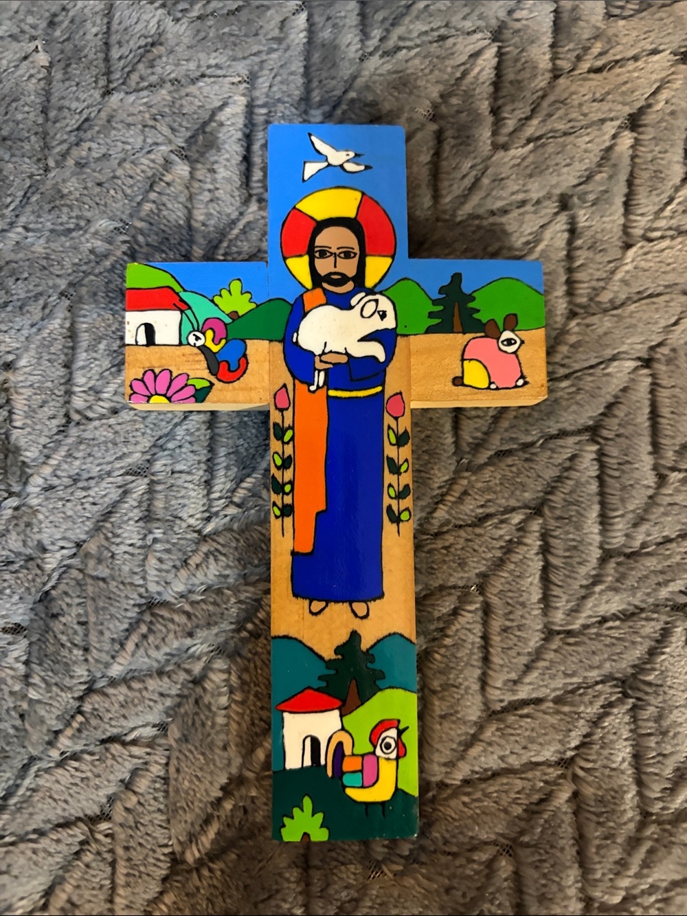 Hand-Painted Multicolor Art Wall Cross